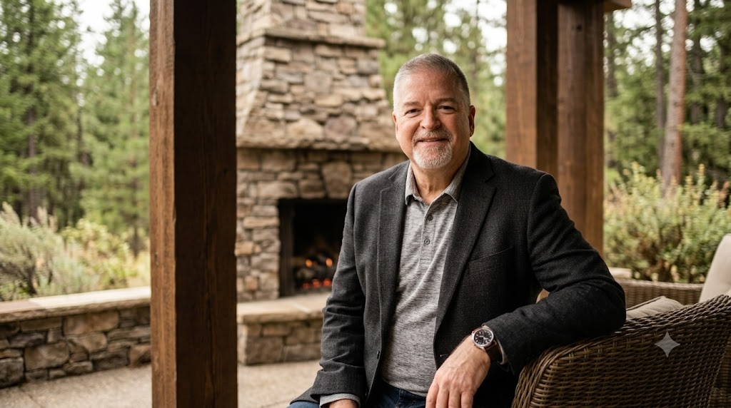 The coach, seated by a fireplace in natural light